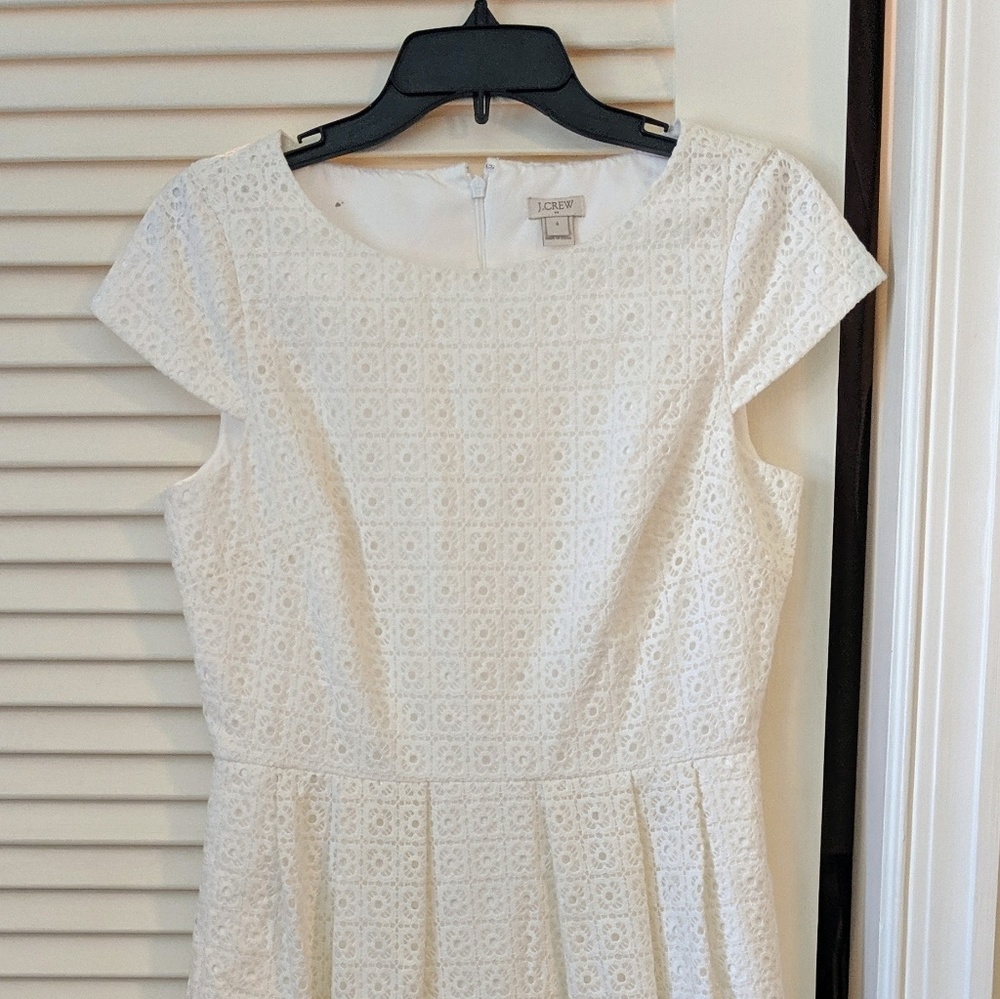 White eyelet fit and flare dress